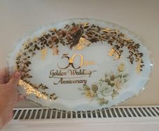 Glass platter 50 years Golden Wedding