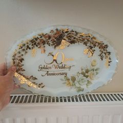 Glass platter 50 years Golden Wedding