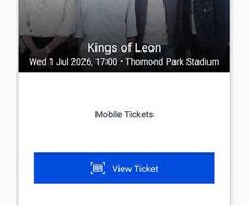 Kings Of Leon Thomond Park 1st July seated 4 tickets