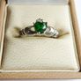 Vintage 925 Sterling Silver Claddagh Ring with Green Heart Stone size Q - 2,5g Image 2