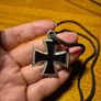 Vintage Iron Cross Black Inlay Pendant Necklace Image 5