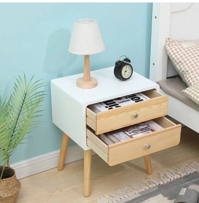 BRAND NEW Nordic Bedside Cabinet Nightstand With Drawers Organizer Storage  42x32x50cm