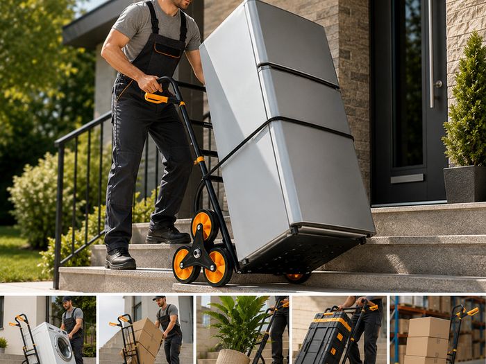 Heavy Duty Stair Climbing Cart 200kg Folding Hand Truck with 6 Wheels