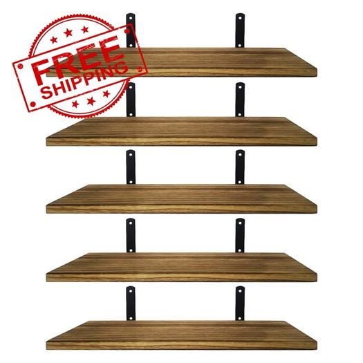 NEW SALE | Shelves Wood Wall Mounted Shelf, Rustic Shelves Set of 5 Light brown