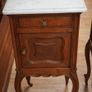 Pair of Antique Oak Marble Top Bedside Cabinets Image 4
