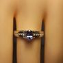 Rhodium Plated Silver Ring Natural Tanzanite & Zircon Ring Image 2