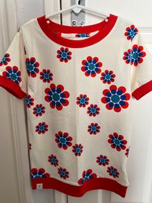 BNWOT Alba antique white flower power love top