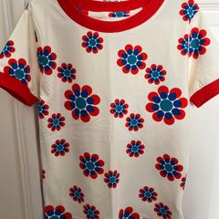 BNWOT Alba antique white flower power love top