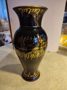 Lovely Black And Gold Pottery Vase