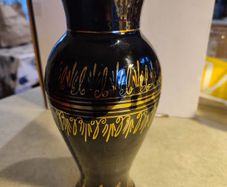 Lovely Black And Gold Pottery Vase