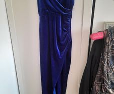 ladies crush velvet strappy low cut evening dress