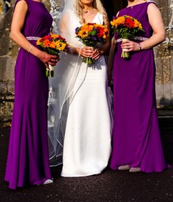 true bride purple bridesmaids dresses