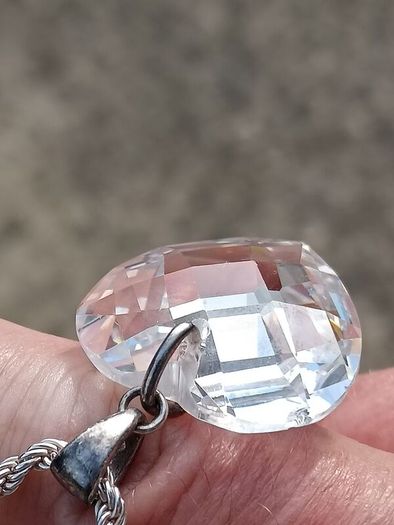 Stunning Large Cubic Zirconia Love Heart on Heavy Sterling Silver Chain
