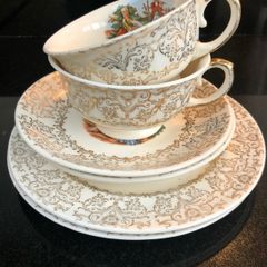 Vintage china teacup saucer plate x2