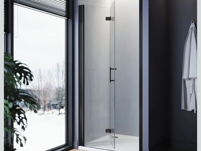ELEGANT Black 800mm Bifold Frameless Shower Door