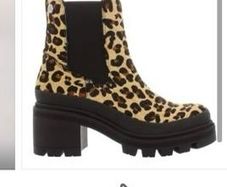 Carl Scarpa leather leopard print chelsea boots