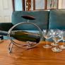 Vintage Repro Mid Century Chrome Bottle Holder with Wooden Handle from the 1980s Image 4