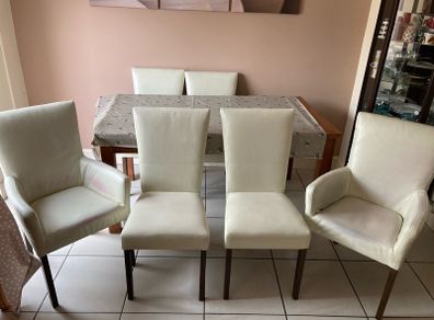 Extending 6 Seater Dining Table - Dark Oak + 6 dining chairs