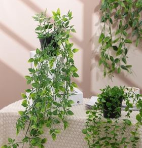 Fake Ivy Potted Plant Outdoor Artificial Trailing Fake Ivy Vines Decor Faux Hanging Plant with Pot Greenery for Home Decor Garden Wall Indoor