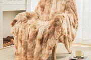 Faux Fur Blanket, Super Soft, Thick and Elegant, Fluffy Microfiber Fleece Blanket, Warm Cozy Reversible Throw, Tie Dye Brown, 130 x 150 cm