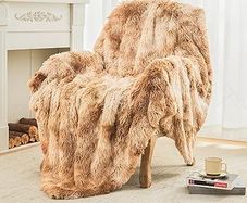 Faux Fur Blanket, Super Soft, Thick and Elegant, Fluffy Microfiber Fleece Blanket, Warm Cozy Reversible Throw, Tie Dye Brown, 130 x 150 cm