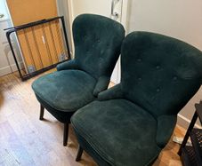 2x Dark Green Velvet Accent Chairs