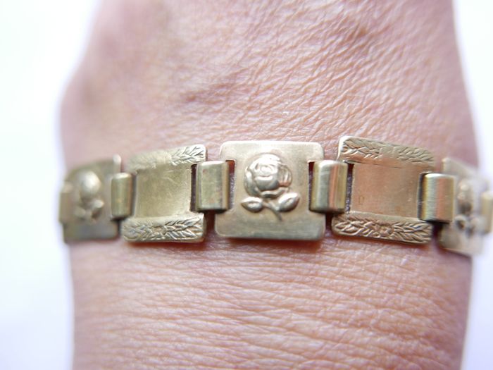 Victorian Rose Design , Antique, -stamped GOLDOID, Bracelet
