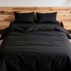 Superking Black Bed Linen Set Zip Close