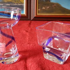 2 Piece Kilkenny Blue Swirl Glass Collection