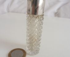 Sterling silver cut glass perfume bottle, 1938 Birmingham
