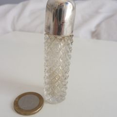 Sterling silver cut glass perfume bottle, 1938 Birmingham