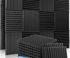 FREE EXPRESS SHIPPING 24 Pack Sound Proofing Panels with Stickers Sound Absorbing Panels High Density Acoustic Foam Panels Wedges Tiles For Recording Studios/Offices