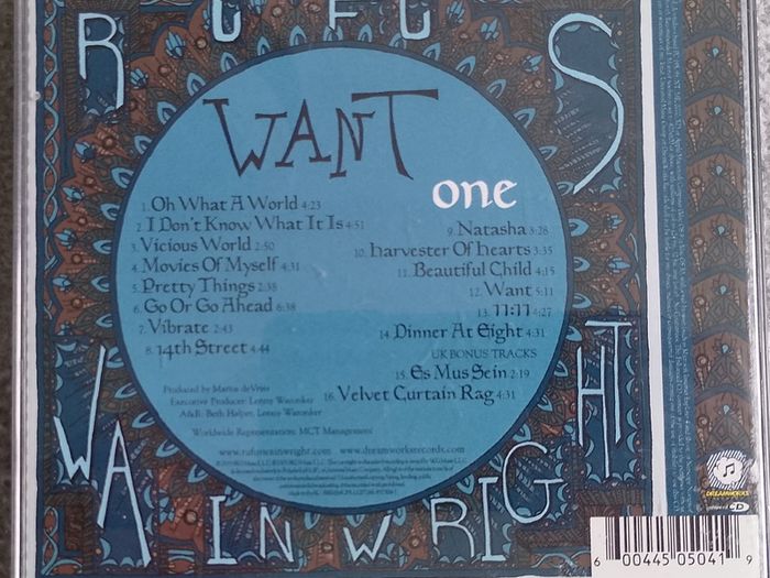 Rufus Wainwright - Want One CD (2003) UK Special Edition w/ Bonus Tracks Folk Rock Pop EX+