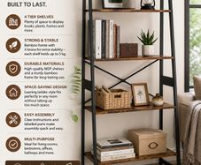 Ladder Bookcase storage shelves 4 tier