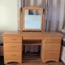 Wooden vanity unit with mirror and drawers Image 3