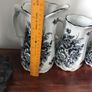 Set of 5 graduated black white floral jugs Image 5