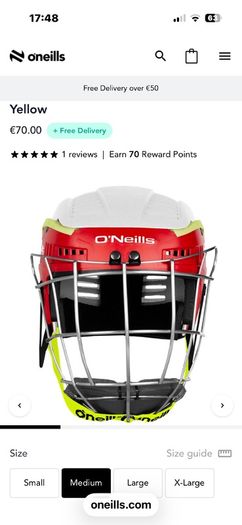 Kids O'Neills Koolite Hurling Helmet size medium