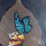 A pair of Vintage handpainted Peepal Leaf Paintings Image 6