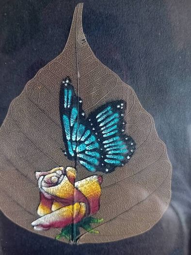 A pair of Vintage handpainted Peepal Leaf Paintings