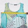 Sophie B Blue Green Abstract Patchwork Sheer Layered Pleated Hem Midi Dress 14UK/42EU Image 9