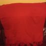 Red Cashmere Mix Pashmina/Shawl with Rabbit Fur Pom Poms BNWOT Image 5