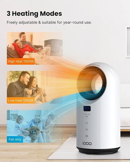 LIMITED TIME DEAL Electric Heater, 1500w Space Heater with 60 Degree Oscillating, Energy Efficient Fan Heater with Thermostat, Overheating & Tip-Over Protection, 12 Hr Timer for Office Home