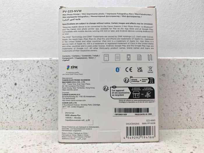 Canon Zoe Mini 2 Photo Printer