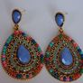 Gold Multi Coloured Crystal & Gem Boho Waterdrop Earrings Image 6