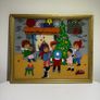 Retro Vintage Christmas Glass Painting Mid Century Foil Art Image 3