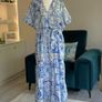 New Look Blue and White Faux Wrap Summer Dress Image 3