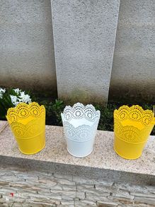 3x Metal plant pot