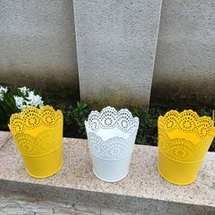 3x Metal plant pot