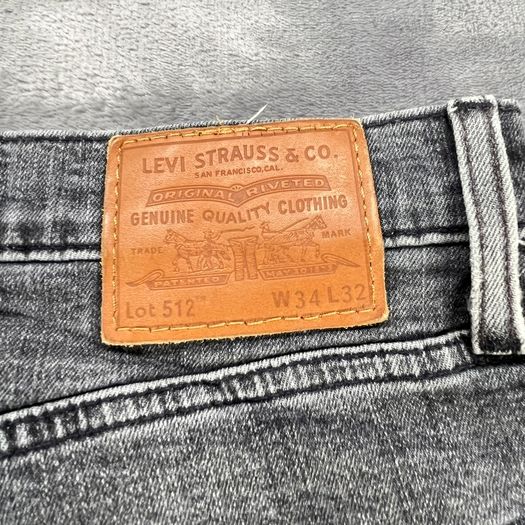 Levi's 512 Tapered Jeans Slim Fit - Premium Big E W34 L24 Washed Black/Grey
