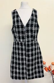 Penneys/ Primark Black/ White Tweed Pinafore Dress, Size UK 10, New without tags.